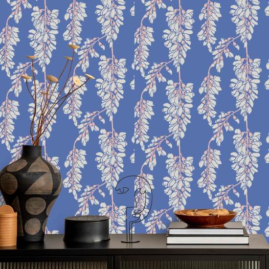 Wisteria Floral Royal Wallpaper