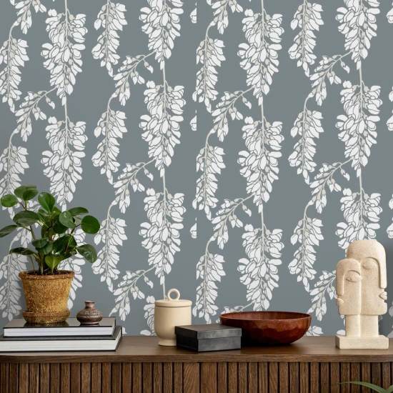 Wisteria Floral Grijs behang