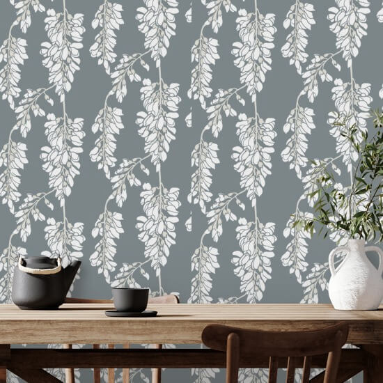 Wisteria Floral Grijs behang