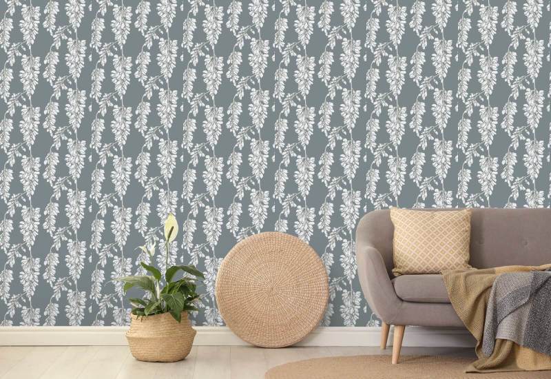 Wisteria Floral Grijs behang