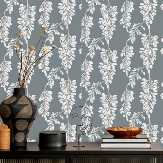 Wisteria Floral Grijs behang