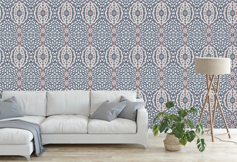 Ottomaans juweel Blues & Coral behang