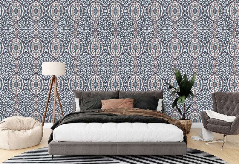 Ottomaans juweel Blues & Coral behang