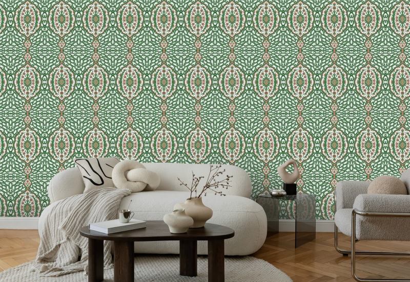 Ottoman Jewel Kelly Green Wallpaper