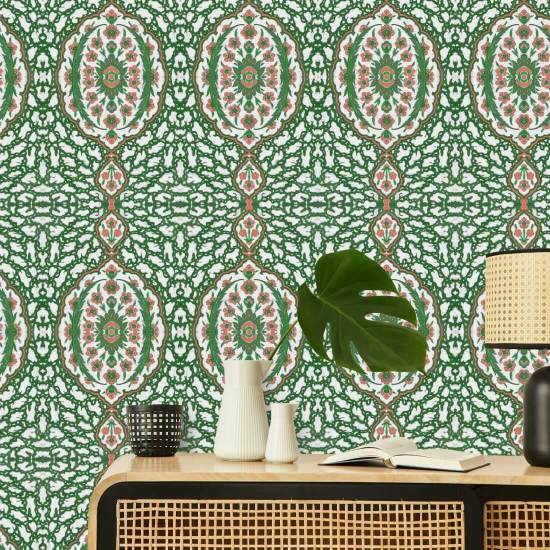 Ottoman Jewel Kelly Green Wallpaper