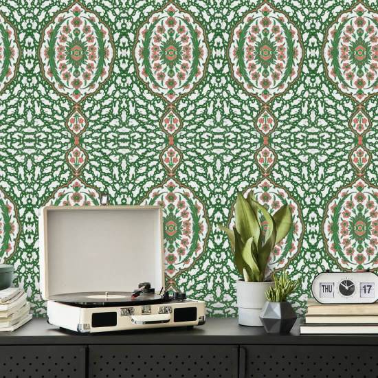 Ottoman Jewel Kelly Green Wallpaper