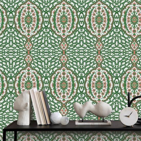 Ottoman Jewel Kelly Green Wallpaper