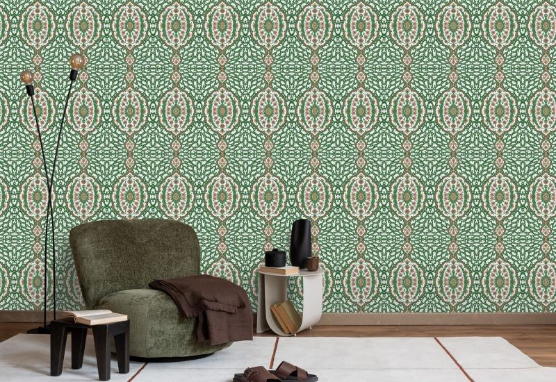 Ottoman Jewel Kelly Green Wallpaper