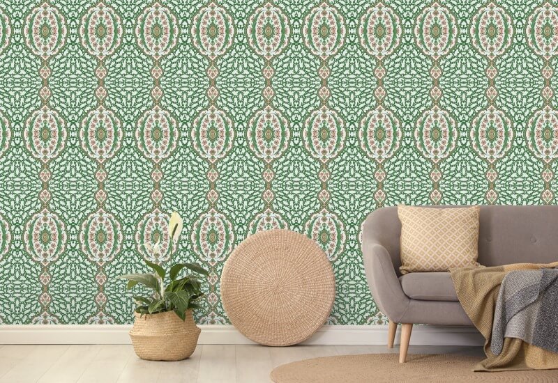 Ottoman Jewel Kelly Green Wallpaper