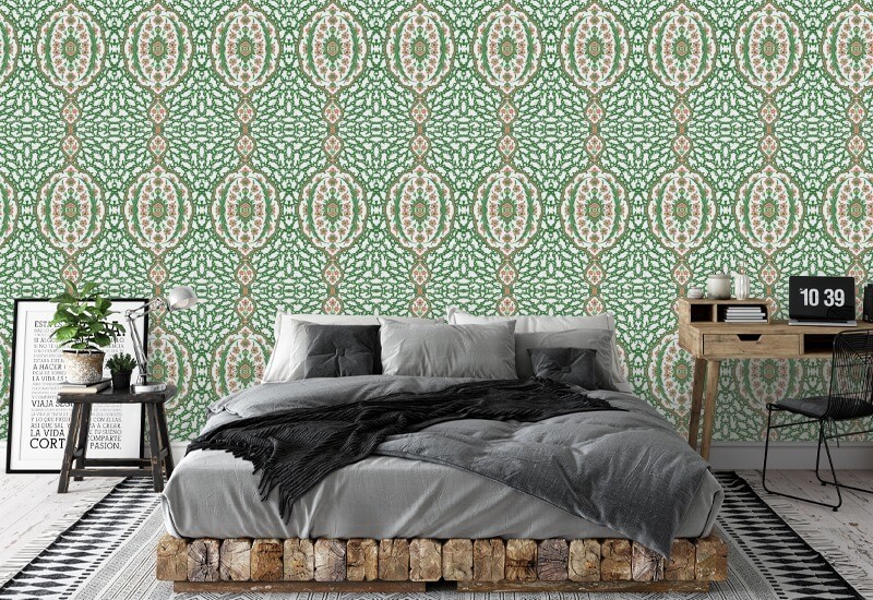 Ottoman Jewel Kelly Green Wallpaper