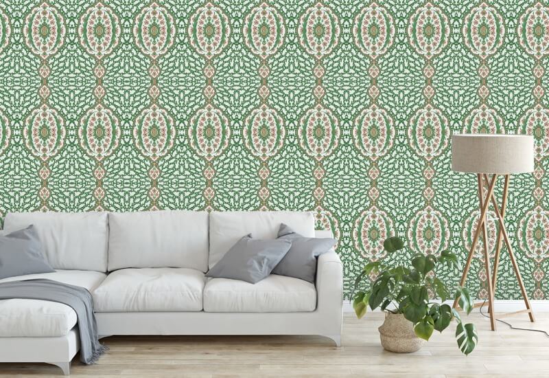 Ottoman Jewel Kelly Green Wallpaper