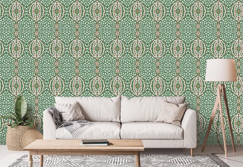 Ottoman Jewel Kelly Green Wallpaper