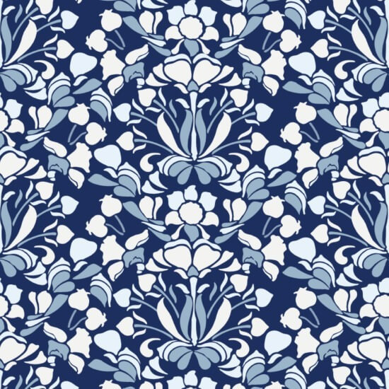 Snapdragon Papel pintado floral azul marino