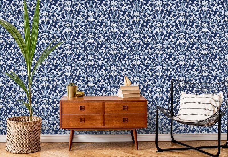 Snapdragon Navy Blue Floral Wallpaper