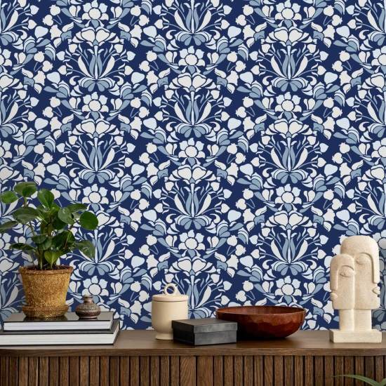Snapdragon Navy Blue Floral Wallpaper