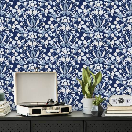 Löwenmaul Marineblaue Blumentapete