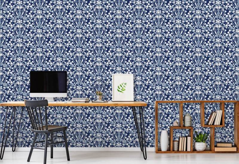 Snapdragon Navy Blue Floral Wallpaper