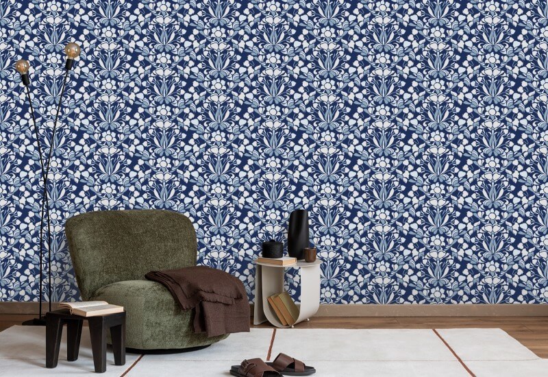 Snapdragon Navy Blue Floral Wallpaper