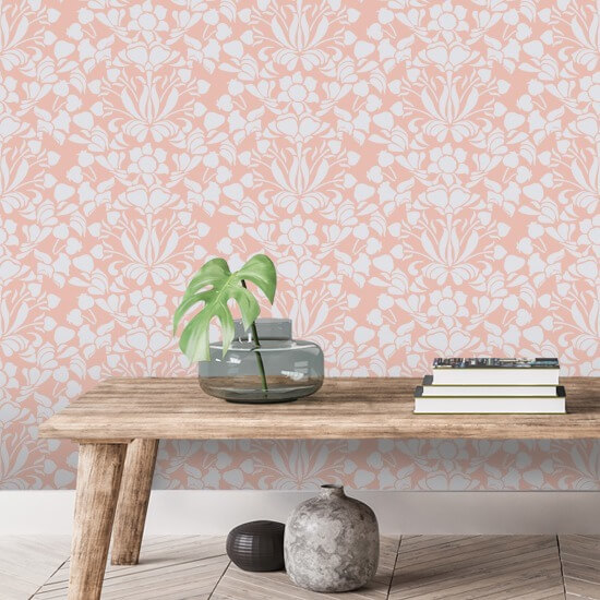 leeuwenbek Gebleekt koraalkleurig bloemenbehang
