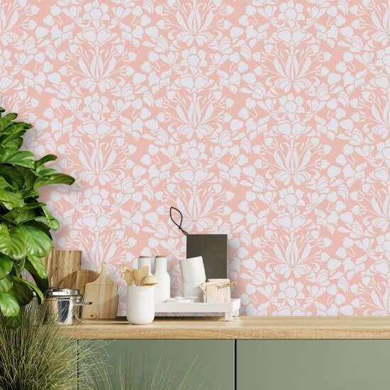 Snapdragon Bleached Coral Floral Wallpaper