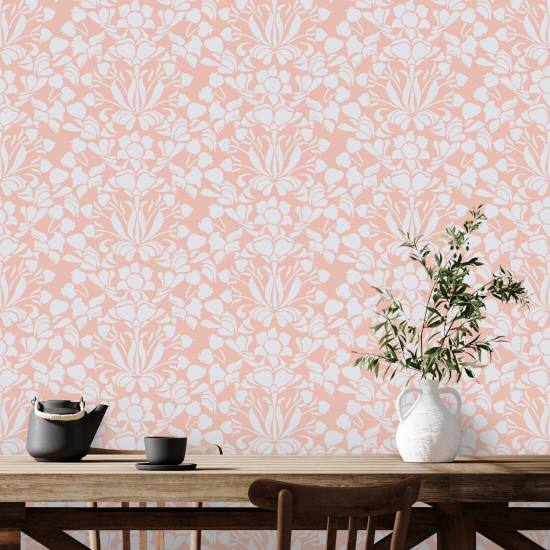 Muflier Papier peint floral en corail blanchi