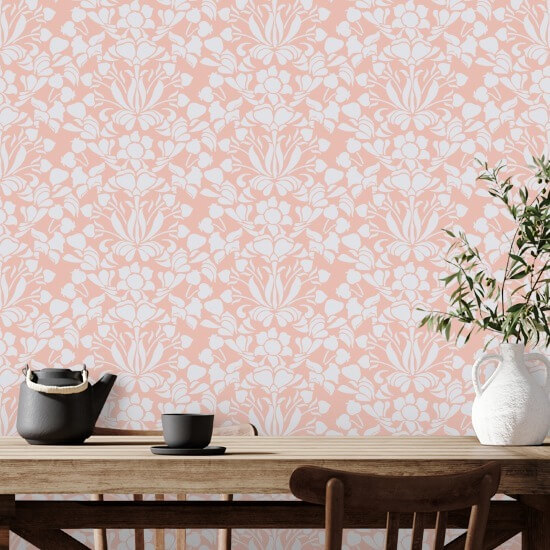 Snapdragon Bleached Coral Floral Wallpaper