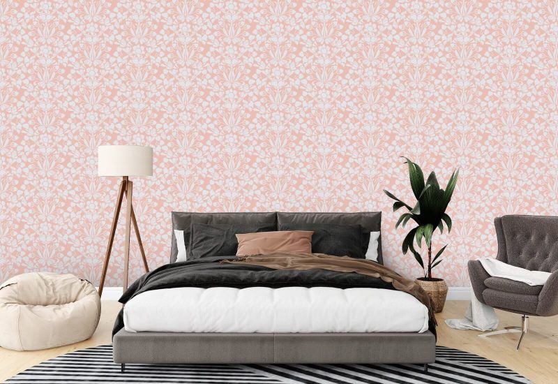 Muflier Papier peint floral en corail blanchi