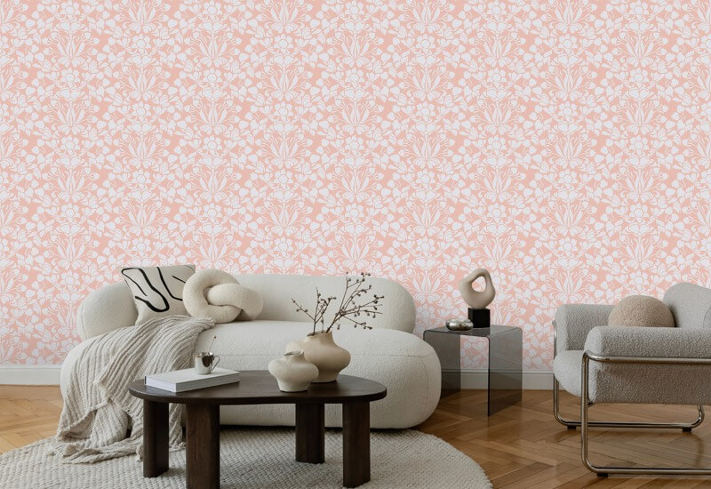 Snapdragon Bleached Coral Floral Wallpaper