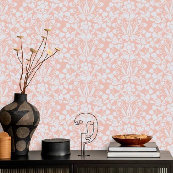 Muflier Papier peint floral en corail blanchi