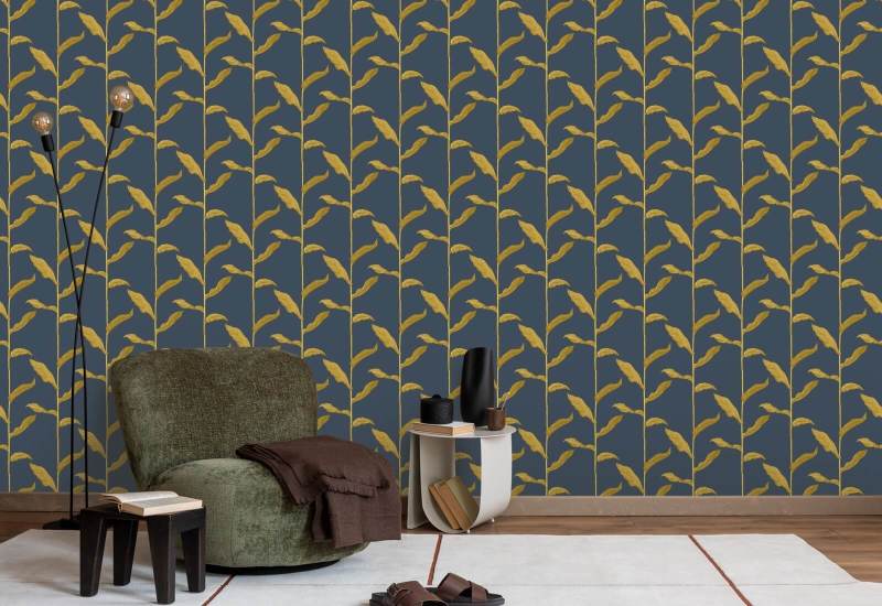 Stengler Golden Night Floral Bakgrunn