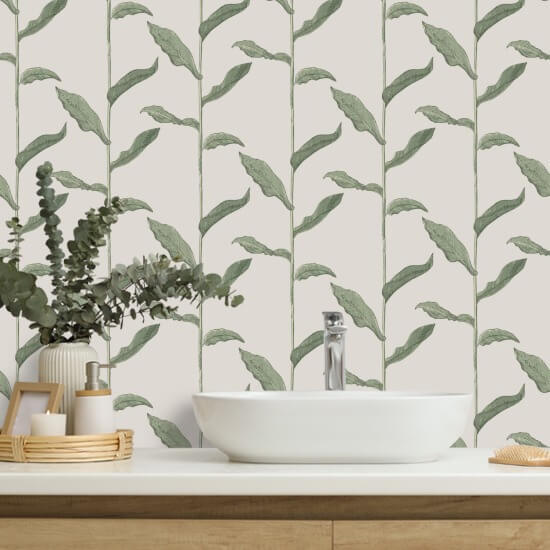 Stengels Linnen bloemenbehang