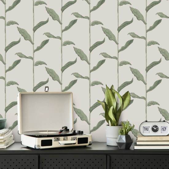 Tallos Papel pintado floral de lino