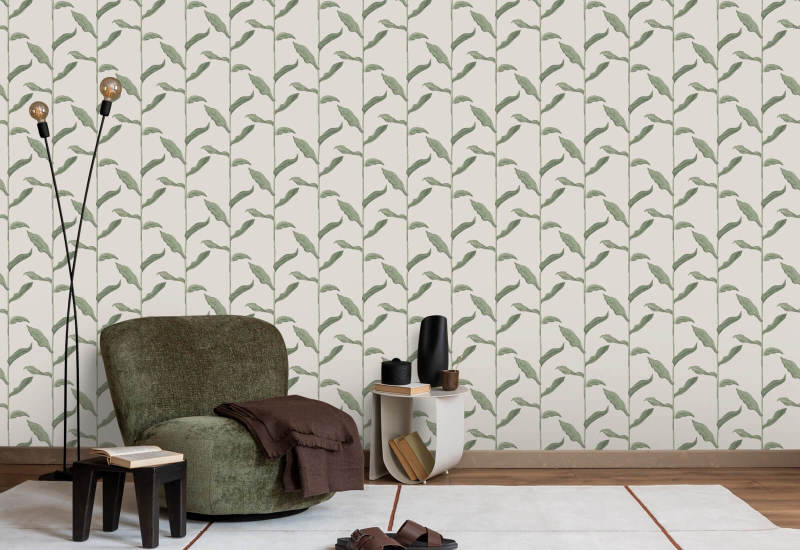 Tiges Papier peint floral en lin