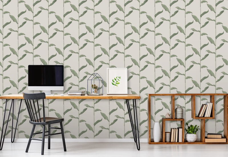 Tallos Papel pintado floral de lino