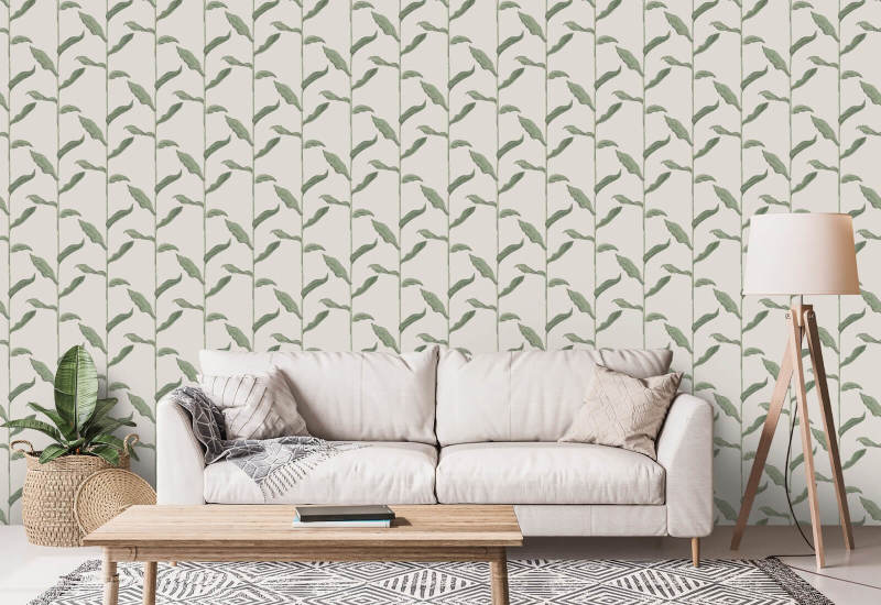 Tallos Papel pintado floral de lino
