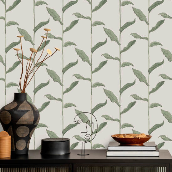 Tallos Papel pintado floral de lino