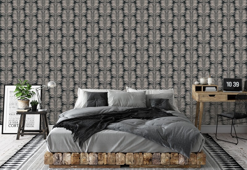 Betty Valkoiset palmunlehdet Musta poskipuna kukka taustakuva