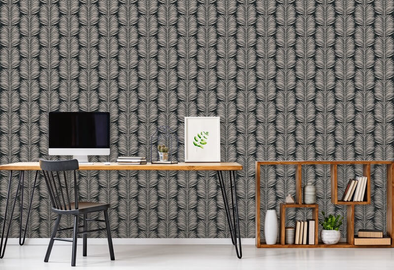 Betty vita palmblad Svart Blush blommig tapet