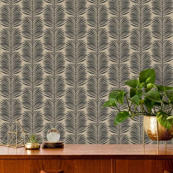 Feuilles de palmier Betty White Papier peint floral Camel