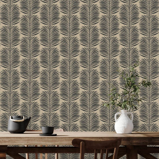 Feuilles de palmier Betty White Papier peint floral Camel