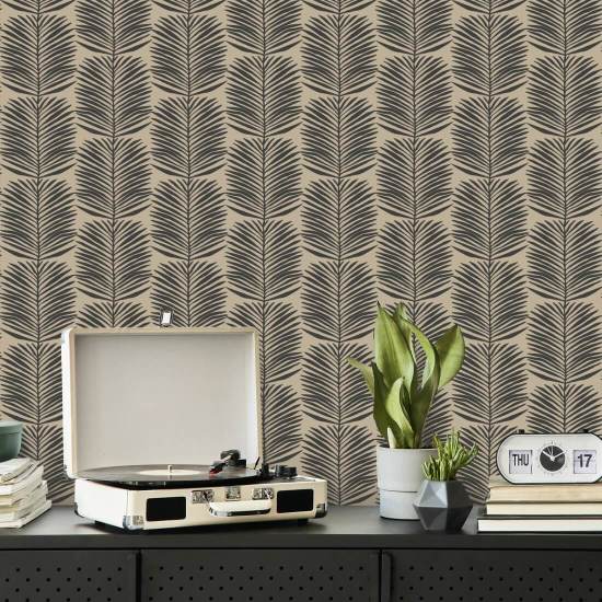 Betty White Palmblätter Kamelfarbene Blumentapete