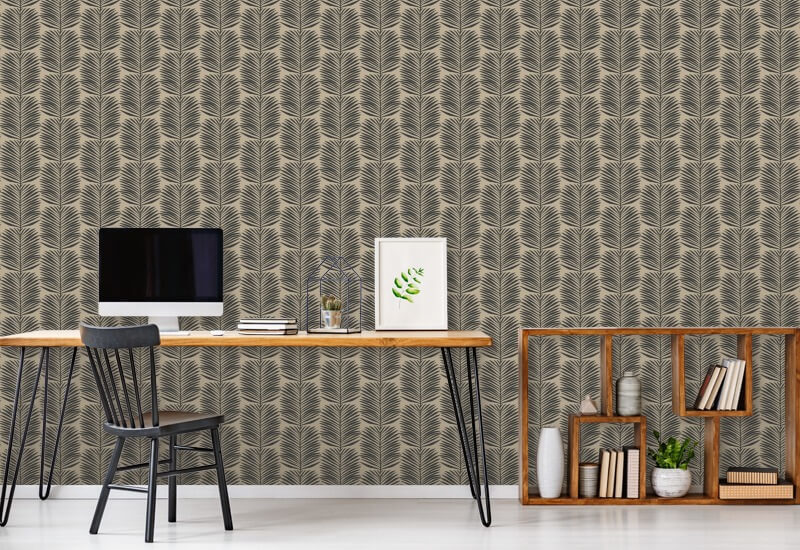 Betty White Palm Leaves Camel Floral Wallpaper