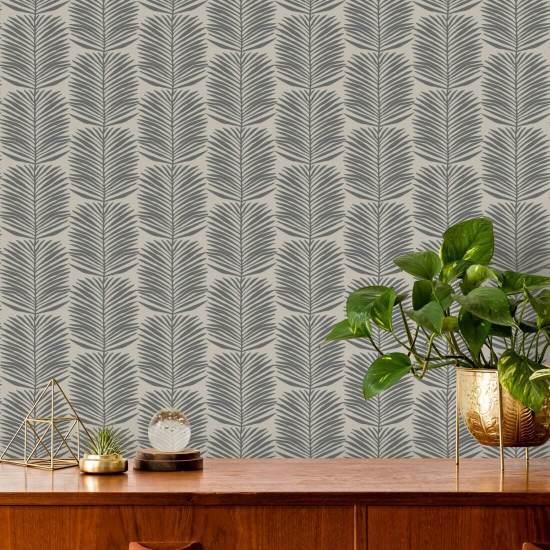 Feuilles de palmier Betty White Papier peint floral en cachemire