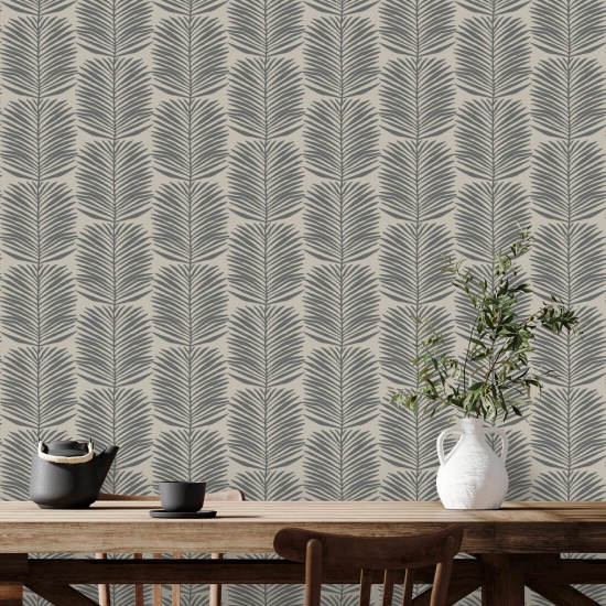 Hojas de palma Betty White Papel pintado floral de cachemir