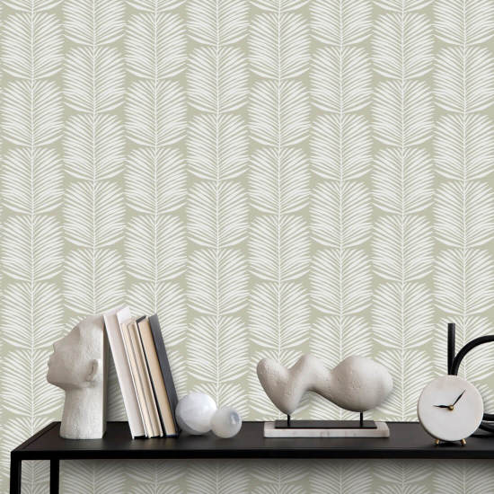 Folhas de palmeira Betty White Papel de parede floral de ervas marinhas