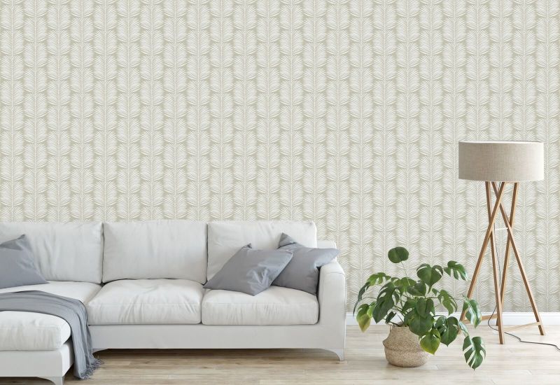 Folhas de palmeira Betty White Papel de parede floral de ervas marinhas