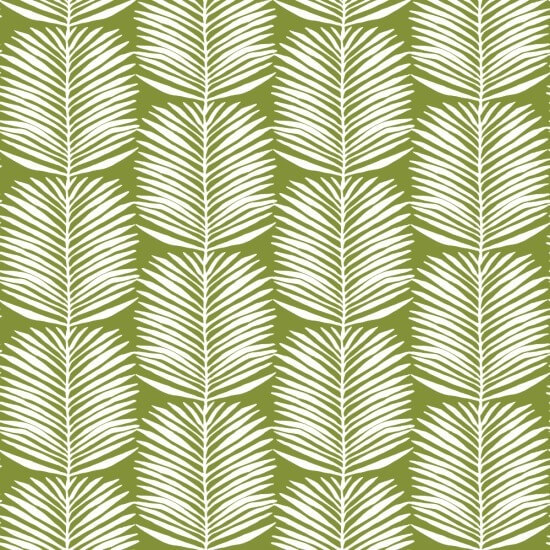 Foglie di palma Betty White Carta da parati floreale verde isola