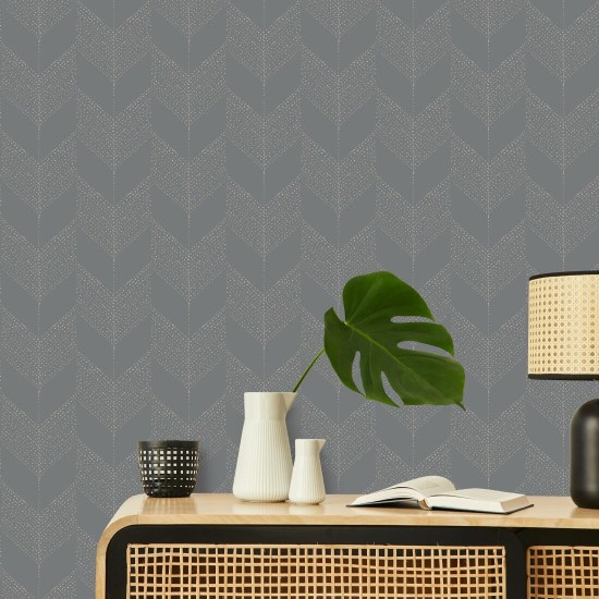 Chevron Carta da parati grigia