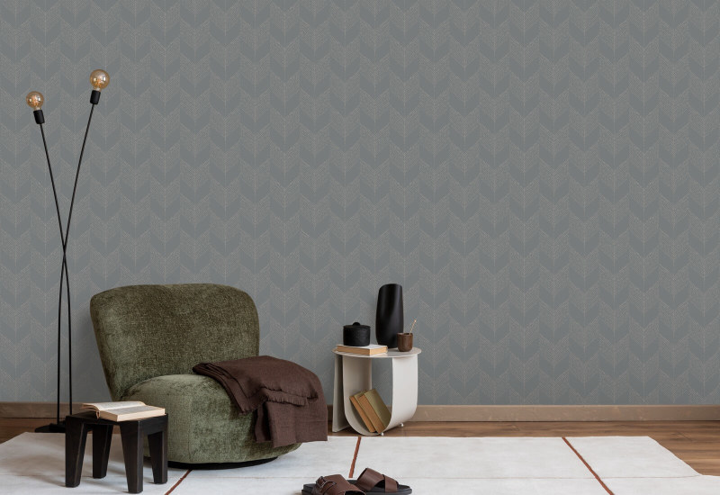 Chevron Papel de parede cinza