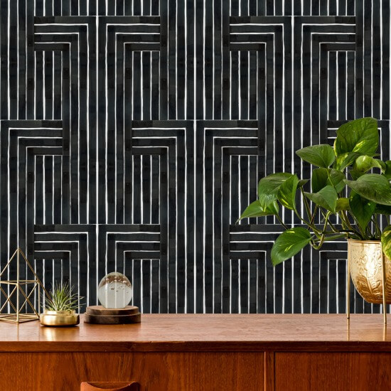 Gebeiteld Zwart behang